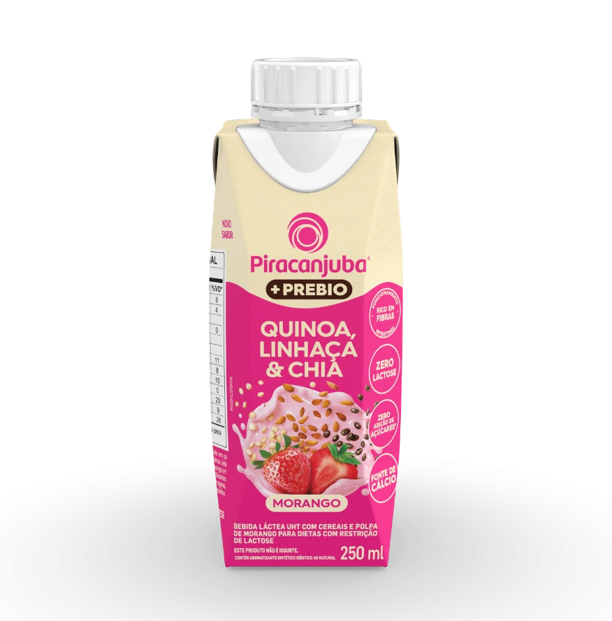 Bebida com Cereais +Prebio Morango 250ml - Piracanjuba