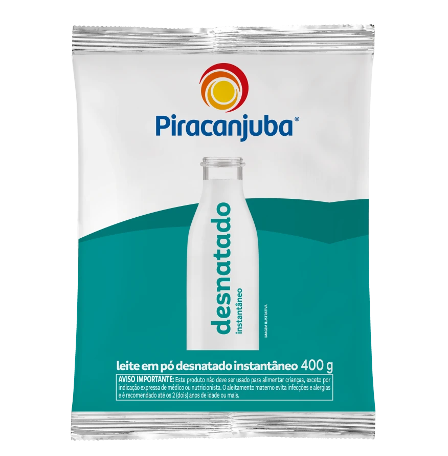 Leite em Pó Desnatado Instantâneo 400g - Piracanjuba