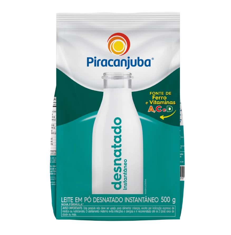 Leite em Pó Desnatado Instantâneo 500g - Piracanjuba