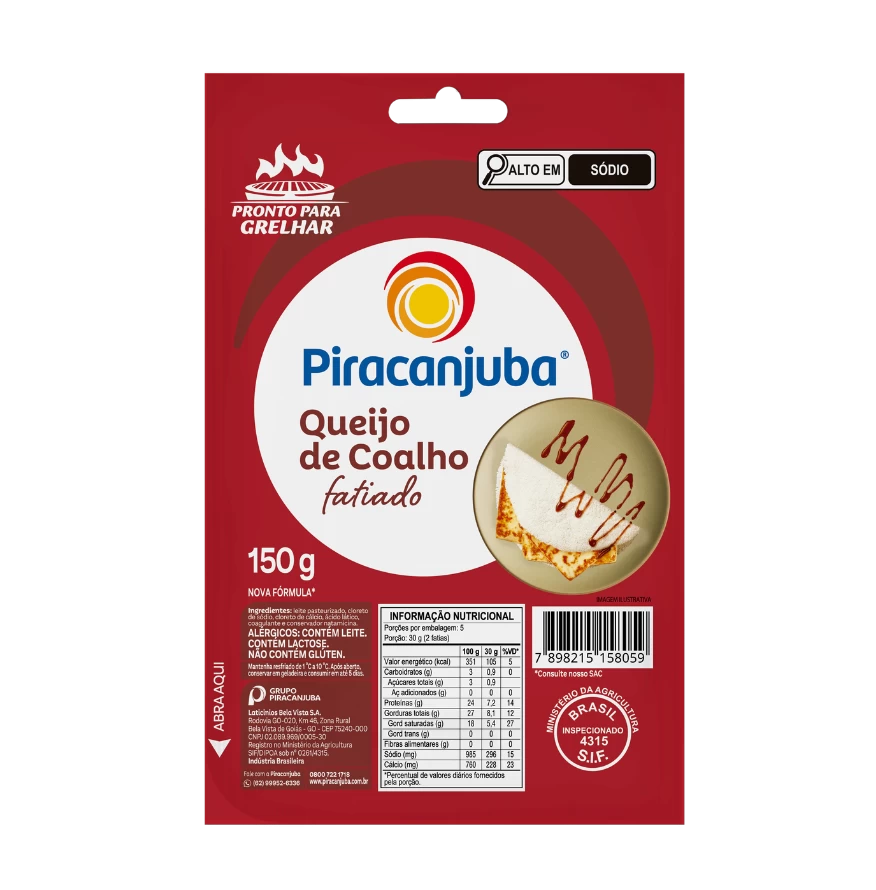 Queijo de Coalho Fatiado 150g - Piracanjuba