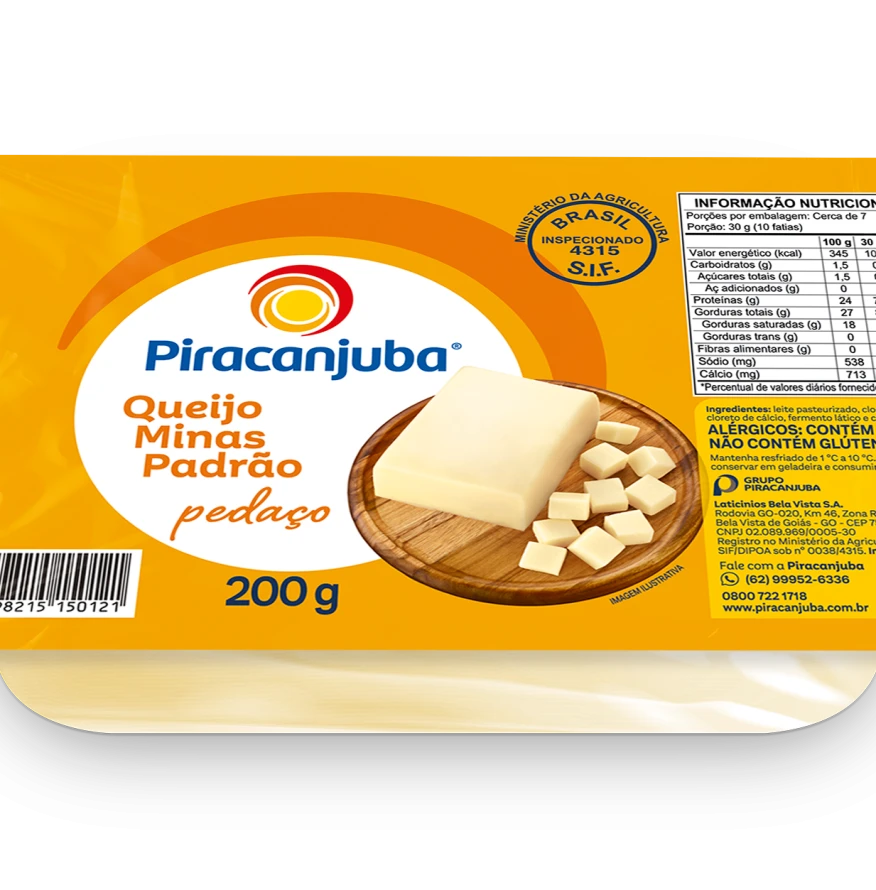 Queijo Minas (Padrão) Pedaço 200g - Piracanjuba