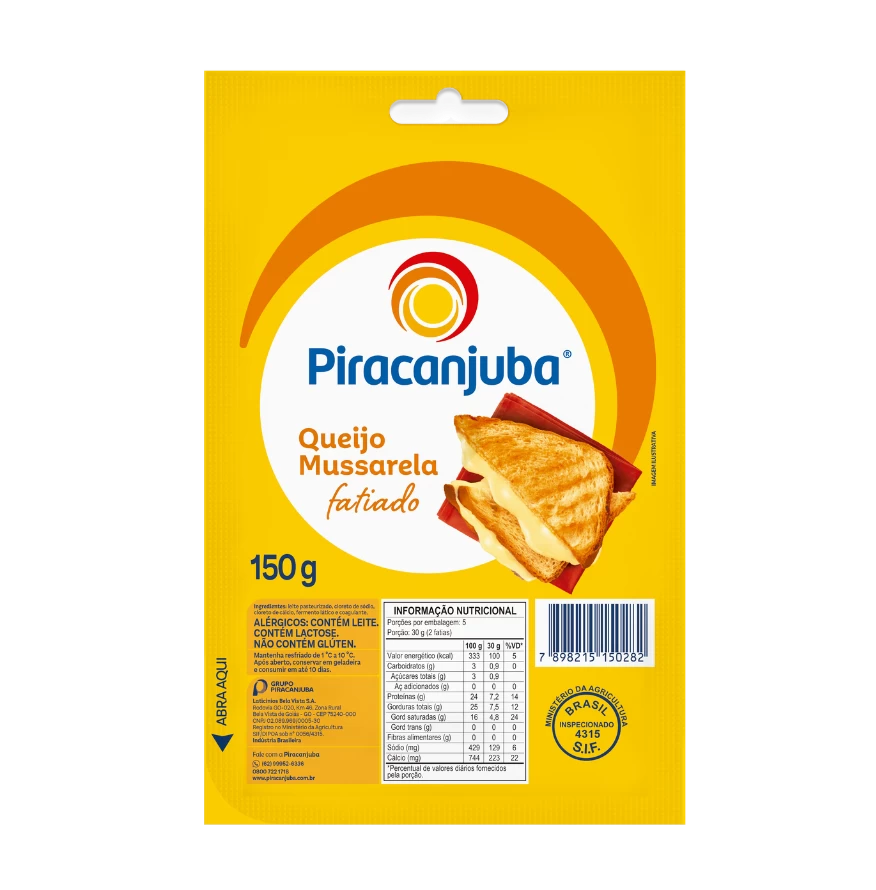 Queijo Mussarela Fatiado 150g - Piracanjuba