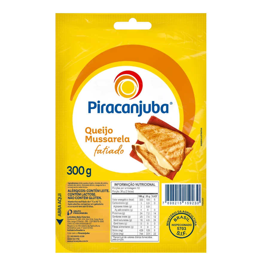 Queijo Mussarela Fatiado 300g - Piracanjuba