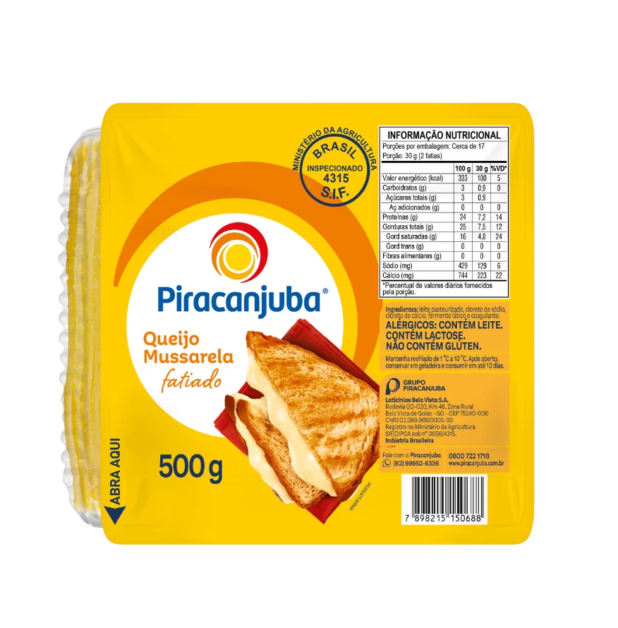 Queijo Mussarela Fatiado 500g - Piracanjuba