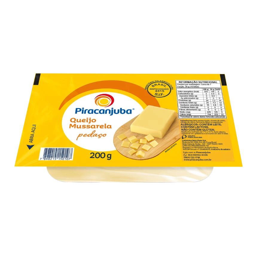 Queijo Mussarela Pedaço 200g - Piracanjuba