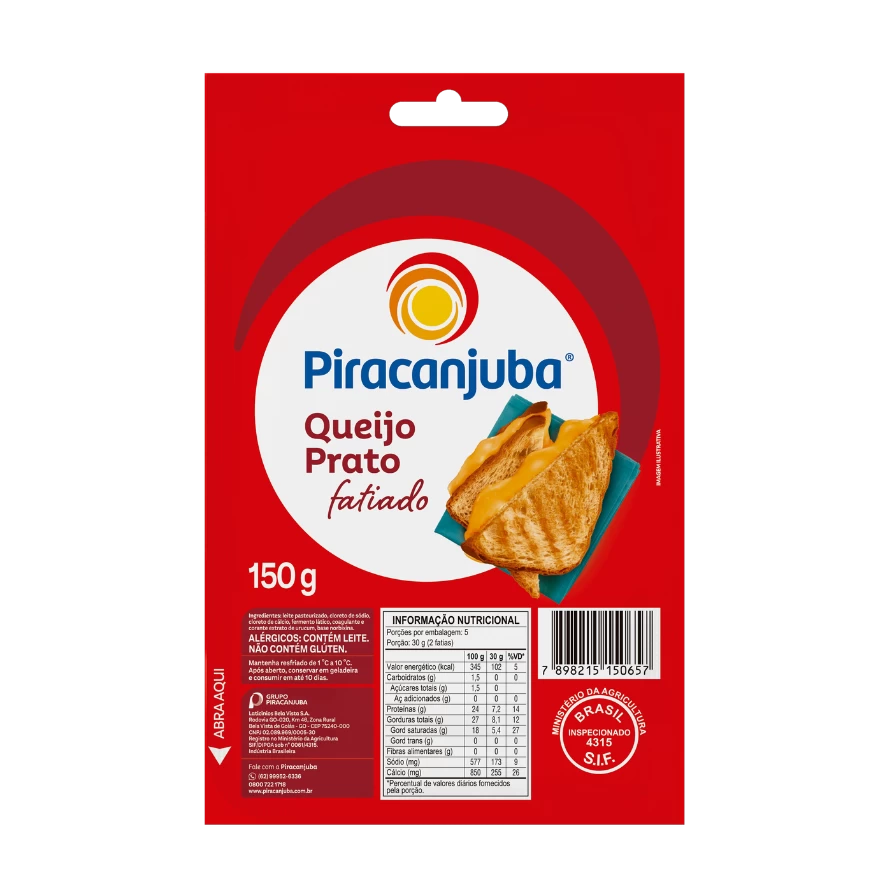 Queijo Prato Fatiado 150g - Piracanjuba