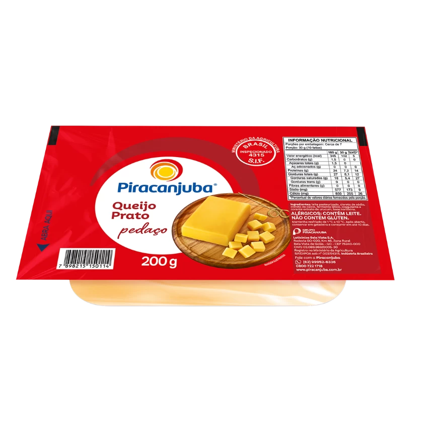 Queijo Prato Pedaço 200g - Piracanjuba