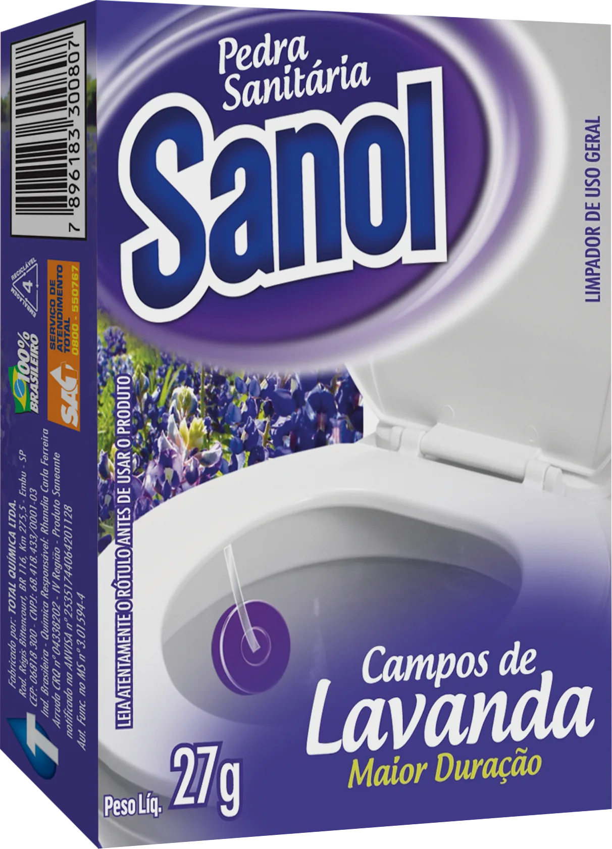 Pedra Sanitária Sanol Campos de Lavanda 27g - Sanol