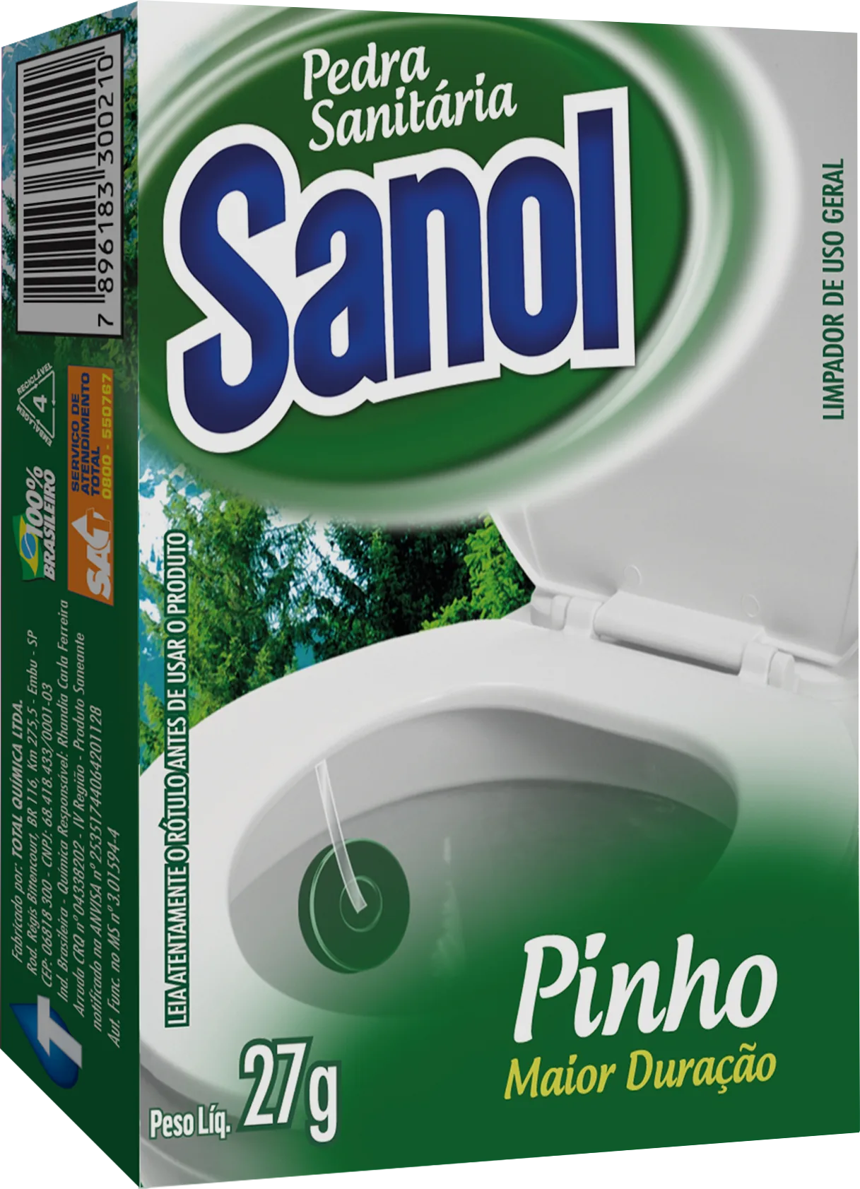 Pedra Sanitária Sanol Pinho 27g - Sanol