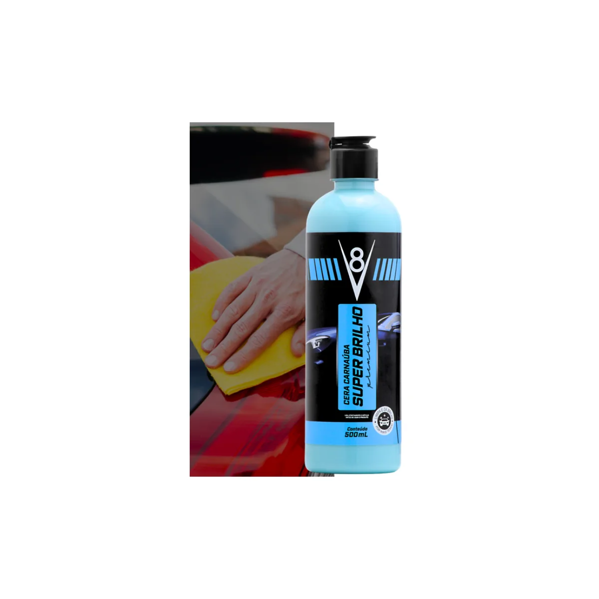 CERA CARNAÚBA SUPER BRILHO 500ML - V8 Autocare